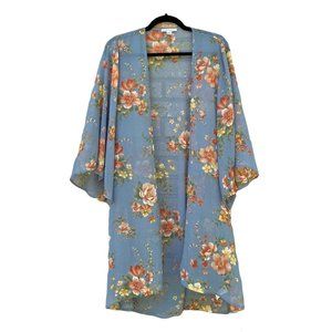 AMERICAN EAGLE OUTFITTERS Sheer Floral Open Front Cardigan Kimono